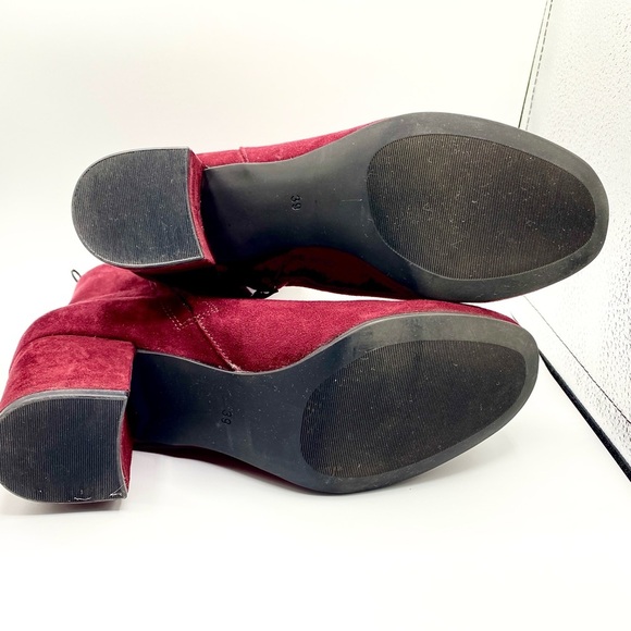 Burgundy Suede Ankle Boots - Size 39/US 8 - H&M Excellent Condition - Picture 7 of 14